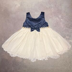American Princess 12M Navy Lace & Tulle Dress w/ Bloomers | New